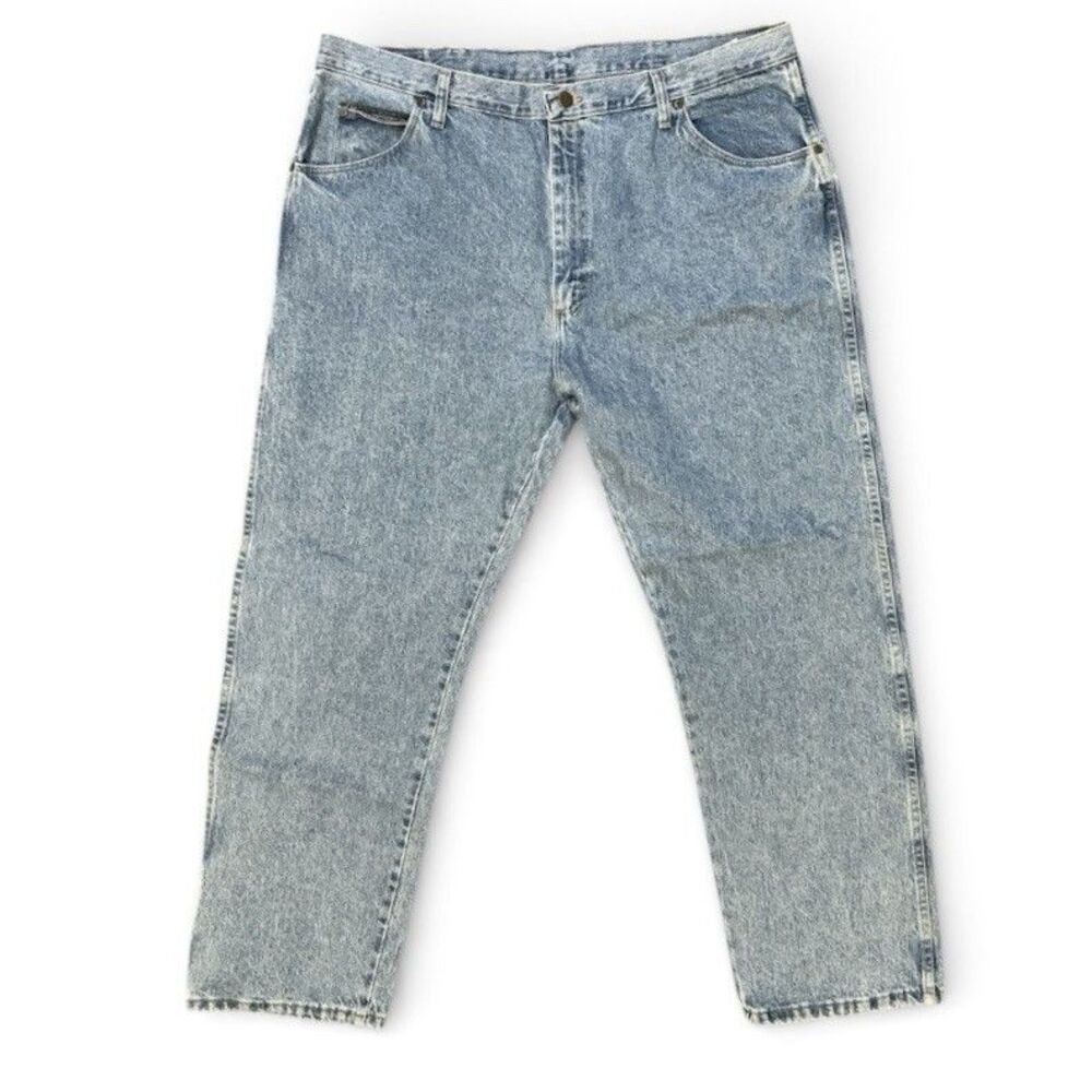 VTG Wrangler Jeans Mens 42x30 Blue Regular Fit Straight Leg Light Wash Denim